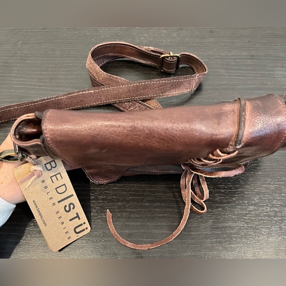 NWT Bed Stu Buffy Small Women’s Leather Crossbody Purse Teak Dip Dye - Picture 11 of 16